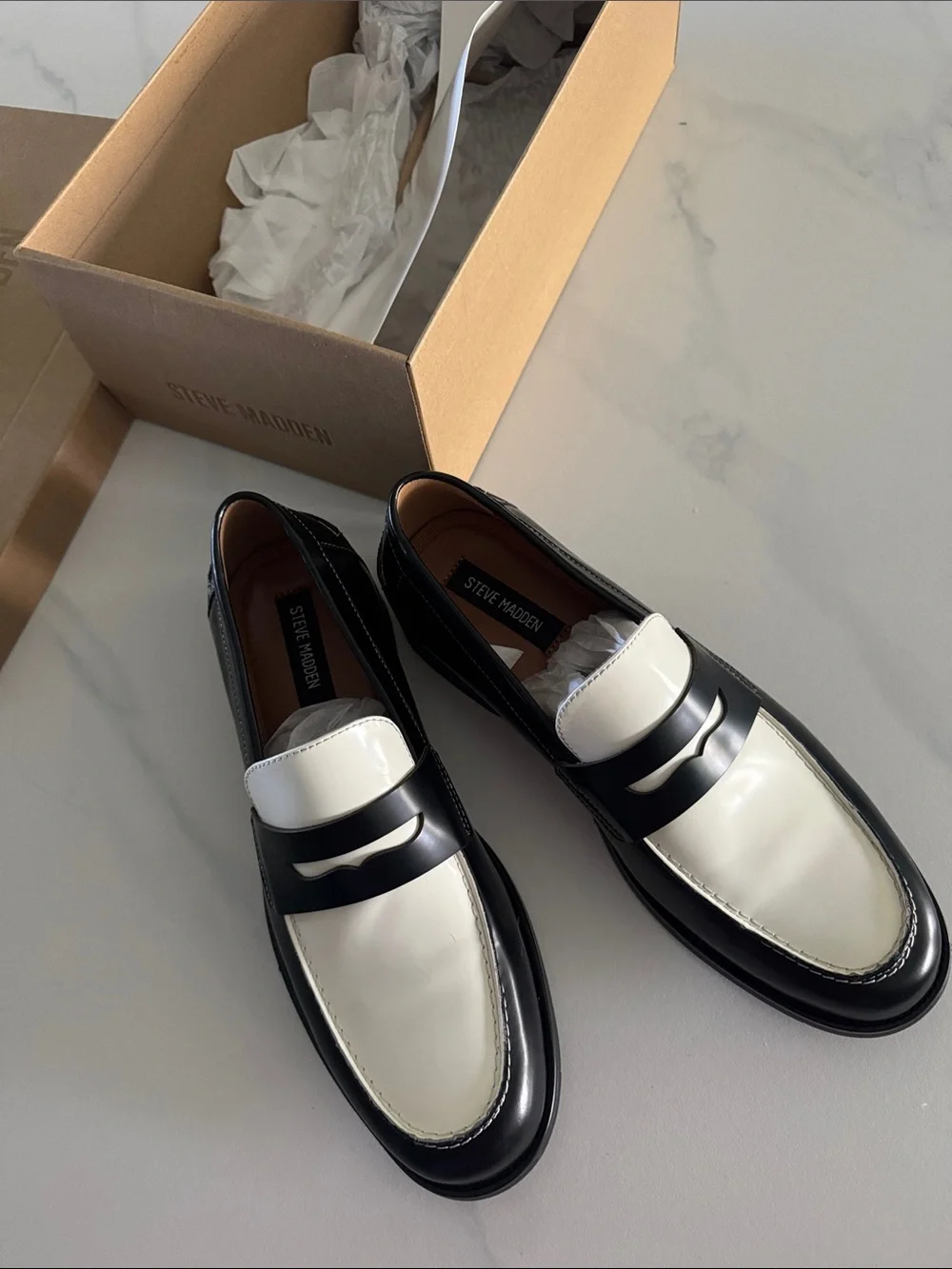 NATAN BLACK/WHITE LEATHER